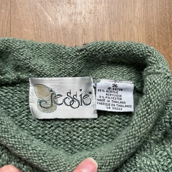Vintage Jessie light green knit sweater with rolled collar - Size 36 - Picture 4 of 11